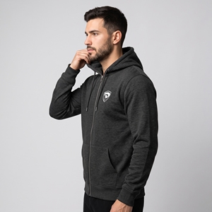 Sweat-shirt à capuche zippé noir pour homme Dumela, en molleton, coupe classique, pour l'automne, logo thermocollé sur le devant - Product Image 4