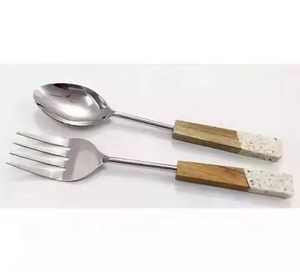 Modern Metal Salad Serving Set Decorative Flatware for Fruit <b>Pasta</b> and Salad Presentation - Product Image 1