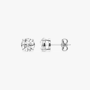 Pendientes de Diamante Cultivado en Laboratorio para Mujer, Corte Brillante Redondo, Engaste de Garras, Oro Blanco de 14K con Baño de Rodio, 2.00 Quilates - Product Image 5