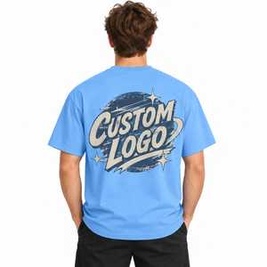 T-shirt pour homme 100% coton à manches raglan, col rond, tricoté, coupe ample, bordure contrastée, couleur unie, style décontracté, haute qualité - Product Image 3