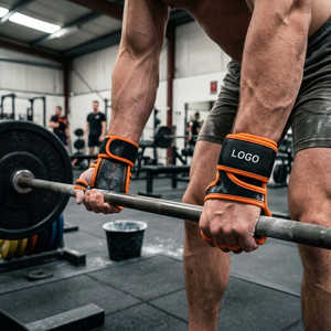 Gants de fitness en néoprène à demi-doigts avec sangle de poignet réglable, antidérapants, pour la musculation en salle de sport, unisexe, noir et orange - Product Image 6