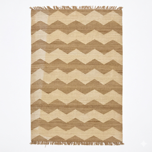 Tapis DECORDEC en laine beige naturelle, à motif floral, tissage plat, antidérapant, écologique, motif neutre, pour salon, hôtel - Product Image 1
