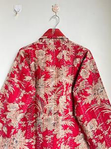 Handmade <b>Kantha</b> Quilted Kimono <b>Jacket</b> Floral Print Cotton Thick Reversible Eco-Friendly Summer/Winter/Spring - Product Image 6