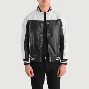Chaqueta Varsity de Cuero Vacuno Genuino, Impermeable y Ecológica para Hombre, Venta al Por Mayor con Logotipo Personalizado OEM al Mejor Precio en Pakistán - Product Image 1