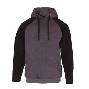 Sweat-shirt à capuche pour homme, manches raglan, couleur unie, coton French Terry, décontracté, pour l'automne, coupe classique, avec poche - Product Image 1
