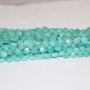 หินบริตเตอร์อัญมณีทรงเหลี่ยมเพชรพลอยธรรมชาติเป็นเส้นบางๆสำหรับทำเครื่องประดับและงานฝีมือลูกปัดหัวใจ Amazonite - Product Image 1