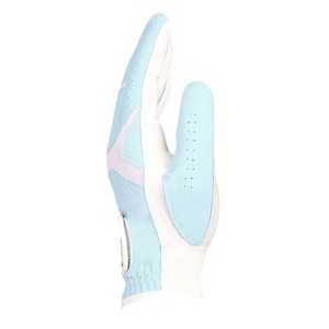 Golf Gloves Unisex White and Light Blue Genuine Leather Breathable <b>Snap</b> Closure Right Hand Sports Use - Product Image 3