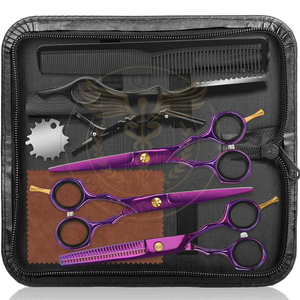 ชุดกรรไกรตัดผมมืออาชีพ ชุดกรรไกรตัดผมบาร์เบอร์พร้อมกรรไกรสแตนเลส กรรไกรซอยผมสำหรับผู้ชายและผู้หญิง - Product Image 1