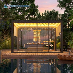 Pergola bioclimatique en aluminium imperméable de nouvelle conception avec toit à lames motorisées <span class=keywords><strong>pour</strong></span> balcon ou véranda, avec télécommande - Product Image 2