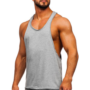 Men's Gray Hollow Back Tank Top O-Neck Knitted Printed 100% Polyester Casual Breathable Solid Color Muscle Fit Sleeveless <b>Vest</b> - Product Image 2