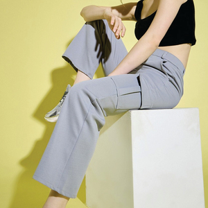 Women Cargo <b>Pants</b> Solid Color Mid Waist Regular Fit Full Length Breathable Cotton Bamboo Fiber Casual Streetwear <b>Pants</b> - Product Image 2