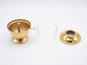 Lámpara de aceite tradicional de latón Akhand Jyot Diya con vidrio de borosilicato, lámpara decorativa de latón Puja Diya para el templo o sala de oración. - Product Image 4