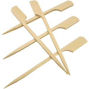 ไม้เสียบอาหารแบบแบน ขนาด 10 นิ้ว ทำจากไม้ไผ่ สำหรับย่างบาร์บีคิว ชิชเคบับ และผลไม้ อุปกรณ์ครัว ไม้เสียบอาหารแบบแบน มีขนาดให้เลือก 3 ขนาด อุปกรณ์เสริมสำหรับบาร์บีคิว - Product Image 1