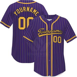 Camiseta de Béisbol Personalizada con Rayas Azules y Ribete Naranja, Manga Corta, Transpirable, de Poliéster, para Hombre, con Nombre del Equipo 00, Impresión Sublimada - Product Image 4