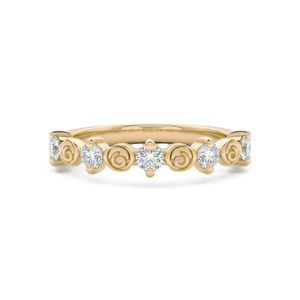 แหวนทอง14K ที่ทำด้วยมือแหวนครบรอบซ้อนกันได้แบบเรียบง่ายทำจากเพชรที่สร้างขึ้นในห้องปฏิบัติการทรงกลม - Product Image 1