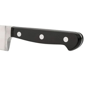 Couteaux de chef à lame argentée et manche noir avec triple rivet, bord de coupe large pour la préparation des légumes, de la viande et des aliments en cuisine - Product Image 6