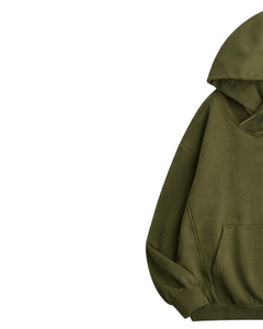 Sweat à capuche pour homme en molleton de coton, vert sarcelle foncé, avec bandes contrastantes latérales, style streetwear décontracté, poche kangourou - Product Image 3
