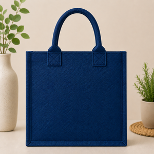 Sac fourre-tout en jute bleu imprimé sur mesure, écologique, réutilisable, pour courses, cadeau promotionnel, plage, mariage, avec poignées en corde - Product Image 6