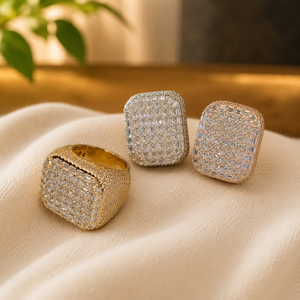 Bague de Mariage de Luxe en Moissanite, Sertie Pavé Rond, Plaqué Or Rose 18K, Bague de Fiançailles pour Femme - Product Image 5