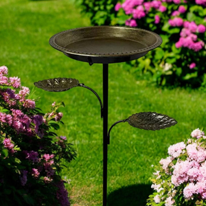 Bain d'oiseaux en cuivre avec plateaux d'alimentation, pour jardin extérieur, avec piquet, en cuivre pur poli, bol pour oiseaux et bain d'oiseaux sauvages avec support - Product Image 4