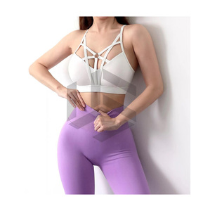 Comfortable Slim Fit Women Yoga Sets Elastic Waist Solid Breathable Quick Dry 2-Piece OEM <b>Service</b> Customized Color - Product Image 1