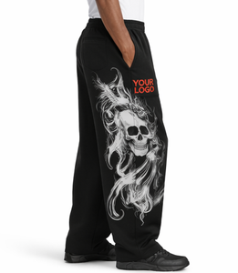 Pantalon de survêtement cargo ample personnalisé à jambe large, imprimé crâne, style streetwear oversize, coupe décontractée - Product Image 4