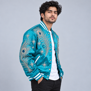 Blouson universitaire à col montant et manches longues pour homme, en toile de laine, pour l'hiver, vente en gros à bas prix, fabrication OEM - Product Image 6