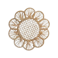 Set de table rond en rotin tressé à la main pour la récolte d'automne, décoration de Thanksgiving, tons chauds, fibre naturelle