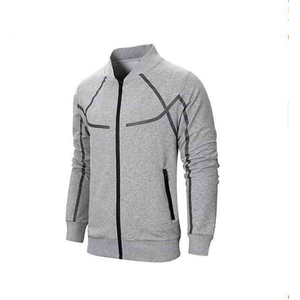 Conjunto Deportivo Gris para Hombre, Manga Larga, Cierre de Cremallera, Cuello Alto, Pantalones Deportivos Casuales, Transpirable, Color Sólido, Ropa Deportiva para Otoño - Product Image 3