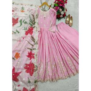 Vestido musulmán tradicional de diseñador con trabajo de secuencia de bordado Pent y Dupatta - Product Image 4