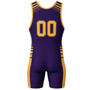 Traje Deportivo de Poliéster Sublimado en Morado y Dorado para Hombre, Singlet de Lucha Libre, Ropa de Entrenamiento de Alto Rendimiento, Uniforme de Equipo - Product Image 3