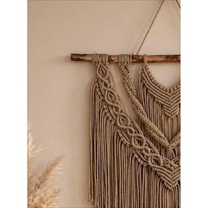 Bohemian Macrame Wall Hanging Abstract Geometric Pattern Triangle Shape Natural Fiber Home Decor Bedroom Art Piece - Product Image 2
