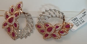 Boucles d'oreilles de mariage pour femmes, plaquées or 14 carats, avec diamants naturels taille ovale, style bohème, motif floral - Product Image 2