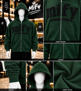 Sudadera con capucha verde premium para hombre 2026, con cremallera, diseño bordado, logotipo, estilo urbano, talla grande - Product Image 6