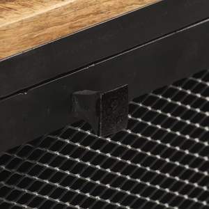 Buffet noir avec placage en bois de manguier naturel, meuble moderne pour la maison - Product Image 5