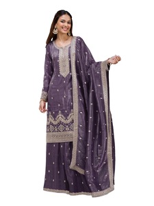 Designer Kurta Palazzo Set Gold Crush with Heavy Embroidery Sequence Work Palazzo Suit at Affordable Price Women Palazzo Suit - Product Image 4