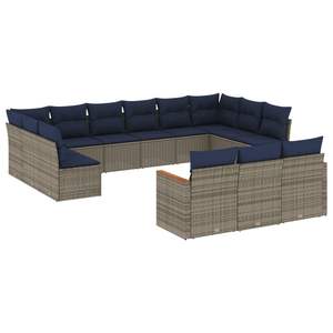 Set di divani da giardino per esterni, 13 pezzi, in polyrattan grigio con cuscini, design contemporaneo per patio o giardino - Product Image 4