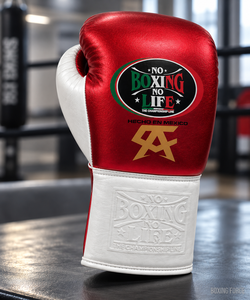 No Boxing No Life Boxing Gloves Red White cow hide Leather <b>Lace</b>-Up Full Finger Adult Training Gear Hecho En Mexico - Product Image 6