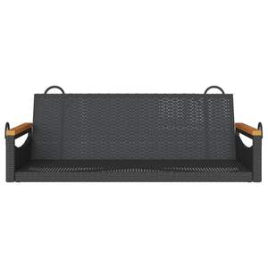 Banc de jardin élégant en bois d'acacia massif avec rotin PE noir et acier thermolaqué - Product Image 4