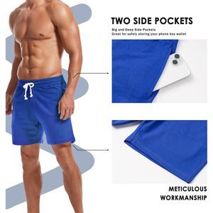 กางเกงขาสั้นออกกำลังกายคุณภาพสูงสำหรับผู้ชาย น้ำหนัก 220 กรัม ผ้าฝ้าย 75% โพลีเอสเตอร์ 25% ระบายอากาศได้ดี แห้งเร็ว สวมใส่สบาย เหมาะสำหรับเล่นกีฬา - Product Image 3