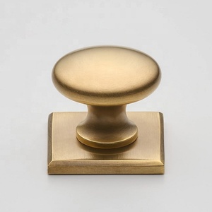 Traditional Brass Cabinet Round Knob With Back Plate Durable Furniture Handle for Storage Closet Drawer Dresser Home Hotel Use - Product Image 1