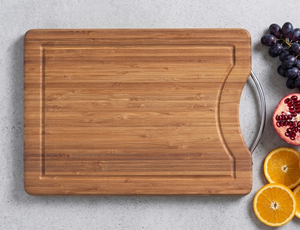 Juego de tablas de cortar de bambú y madera de mango para cocina con asa lateral, tabla de bambú gruesa para cortar verduras y frutas - Product Image 1