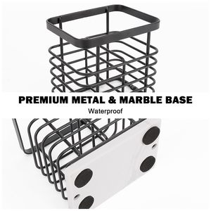 Modern Black Metal Toothbrush <b>Holder</b> with Marble Base Bathroom Countertop Organizer <b>Toothpaste</b> and Electric Toothbrush Storage - Product Image 4
