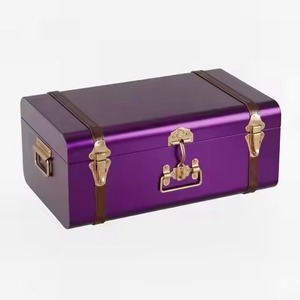 Coffre de voyage en aluminium bleu marine très vendu avec ceintures en similicuir premium et fermoir de sécurité - Product Image 2