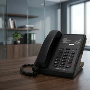 Téléphone de bureau noir avec clavier et écran d'affichage, en plastique, pour équipements hôteliers - Product Image 3