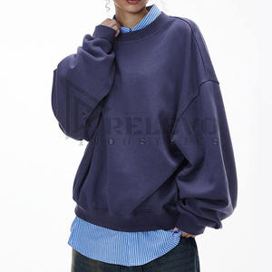 มีสินค้าพร้อมส่ง เสื้อสตรีทแวร์ฤดูใบไม้ร่วง ขายส่ง เสื้อสเวตเชิ้ตคอกลมแบบหนา 2 ชิ้น สั่งทำได้ ไม่มีลาย  ชายเสื้อแยกชาย  ไซส์ใหญ่พิเศษ - Product Image 4