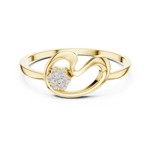 Elegante Anillo de Diamantes con Corazón Abstracto en Oro Amarillo para Mujer, Anillo de Compromiso, Promesa, Boda, Aniversario, Minimalista y de Lujo - Product Image 2