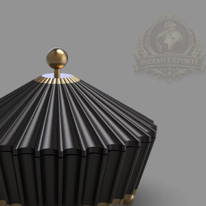 โถตกแต่งหรูหราพร้อมฝาปิด สีดำและสีทอง ภาชนะเก็บของดีไซน์เนอร์พร้อมฝาปิด โถตกแต่งโต๊ะสไตล์โมเดิร์น ของตกแต่งระดับพรีเมียม - Product Image 1