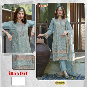 Tenue ethnique élégante en organza brodé, shalwar kameez avec dupatta assortie, salwar kameez en santoon mat lourd, vêtements indiens formels - Product Image 2