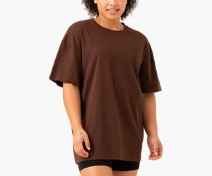 Camiseta para mujer, camisetas sencillas con estampado de color liso y cuello redondo, moda de verano, ajuste holgado, informal, 100% algodón, Jersey transpirable - Product Image 1